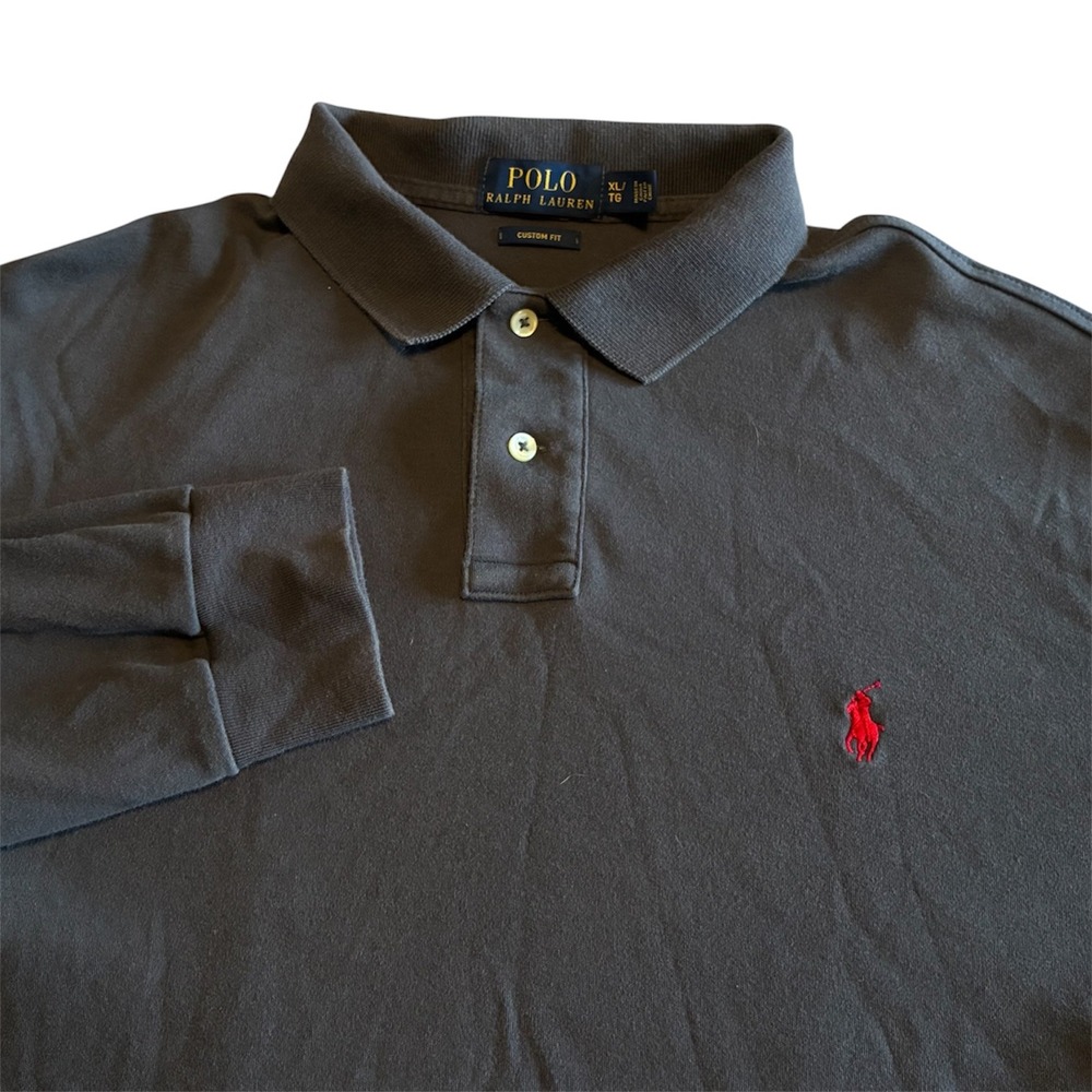 Polo Ralph Lauren Mens Grey Long Sleeve Polo Shirt Custom Fit XL - Picture 1 of 4